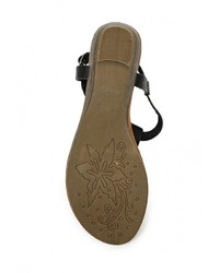 Черные кожаные сандалии на плоской подошве от Savannah