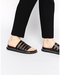 Черные кожаные сандалии на плоской подошве от Senso