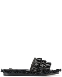 Черные кожаные сандалии на плоской подошве от Simone Rocha