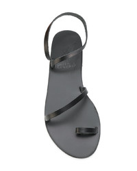 Черные кожаные сандалии на плоской подошве от Ancient Greek Sandals