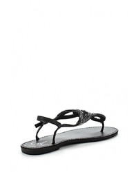 Черные кожаные сандалии на плоской подошве от Spurr