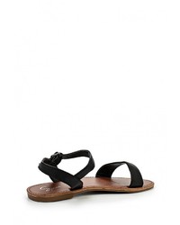 Черные кожаные сандалии на плоской подошве от Spurr