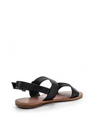 Черные кожаные сандалии на плоской подошве от Spurr