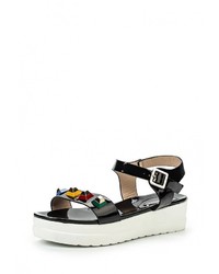 Черные кожаные сандалии на плоской подошве от Stephan