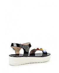 Черные кожаные сандалии на плоской подошве от Stephan