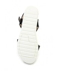 Черные кожаные сандалии на плоской подошве от Stephan