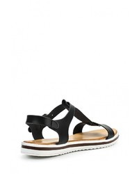 Черные кожаные сандалии на плоской подошве от Stephan