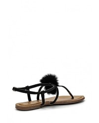 Черные кожаные сандалии на плоской подошве от Stephan