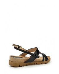 Черные кожаные сандалии на плоской подошве от Super Mode