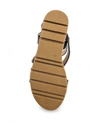 Черные кожаные сандалии на плоской подошве от Super Mode