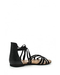 Черные кожаные сандалии на плоской подошве от Super Mode