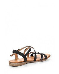 Черные кожаные сандалии на плоской подошве от Super Mode