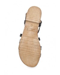 Черные кожаные сандалии на плоской подошве от Super Mode