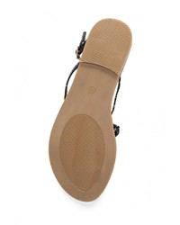 Черные кожаные сандалии на плоской подошве от Super Mode