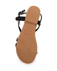 Черные кожаные сандалии на плоской подошве от Super Mode