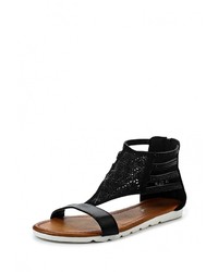 Черные кожаные сандалии на плоской подошве от Sweet Shoes
