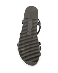 Черные кожаные сандалии на плоской подошве от Tamaris