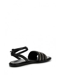 Черные кожаные сандалии на плоской подошве от Topshop
