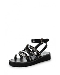 Черные кожаные сандалии на плоской подошве от Vitacci