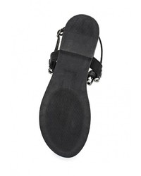 Черные кожаные сандалии на плоской подошве от Vivian Royal