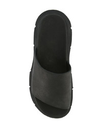 Черные кожаные сандалии на плоской подошве от Peter Non