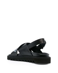 Мужские черные кожаные сандалии с принтом от Moschino