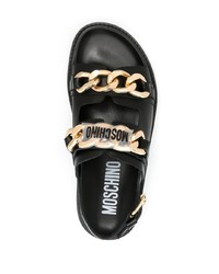 Мужские черные кожаные сандалии с украшением от Moschino