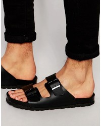 Мужские черные кожаные сандалии от Asos