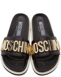 Мужские черные кожаные сандалии от Moschino