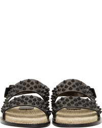 Мужские черные кожаные сандалии от DSQUARED2