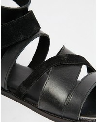 Мужские черные кожаные сандалии от Asos