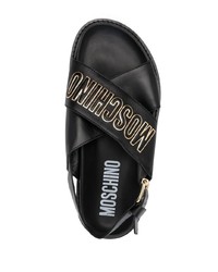 Мужские черные кожаные сандалии от Moschino