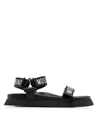 Мужские черные кожаные сандалии от Moschino