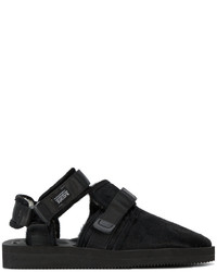 Мужские черные кожаные сандалии от Suicoke