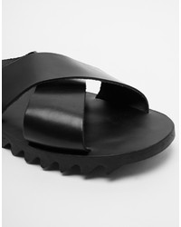 Мужские черные кожаные сандалии от Diesel