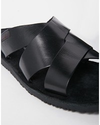 Мужские черные кожаные сандалии от Base London