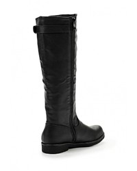 Черные кожаные сапоги от Exquily