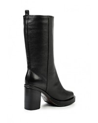 Черные кожаные сапоги от Medea