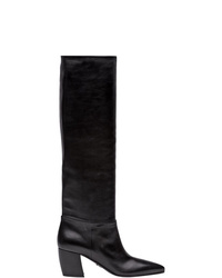 Черные кожаные сапоги от Prada