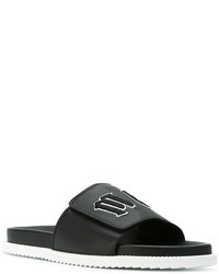 Мужские черные кожаные сланцы от McQ