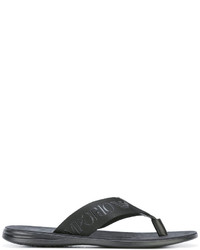 Мужские черные кожаные сланцы от Emporio Armani