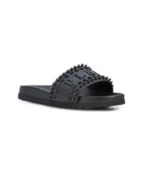 Мужские черные кожаные сланцы от Philipp Plein