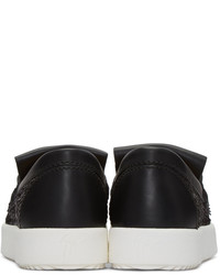 Женские черные кожаные слипоны со змеиным рисунком от Giuseppe Zanotti