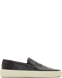 Мужские черные кожаные слипоны от Saint Laurent