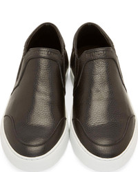 Мужские черные кожаные слипоны от Helmut Lang