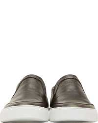 Мужские черные кожаные слипоны от Helmut Lang