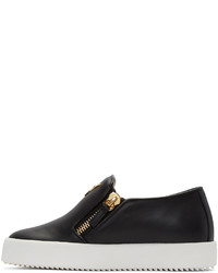 Женские черные кожаные слипоны от Giuseppe Zanotti