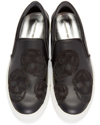 Мужские черные кожаные слипоны от Alexander McQueen