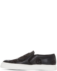 Мужские черные кожаные слипоны от Alexander McQueen