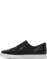 Мужские черные кожаные слипоны от DSQUARED2